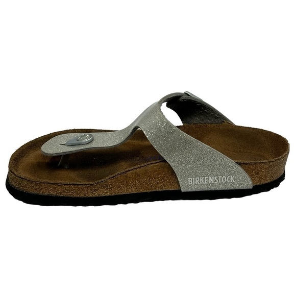 BIRKENSTOCK GIZEH Soft Footbed Silver Sparkle Thong Sandals Women's 37 US 6-6.5 - Picture 11 of 16